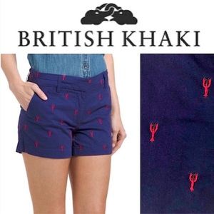 British Khaki Lobster Nautical Costal Beachy Chino Shorts Navy Blue Size 2